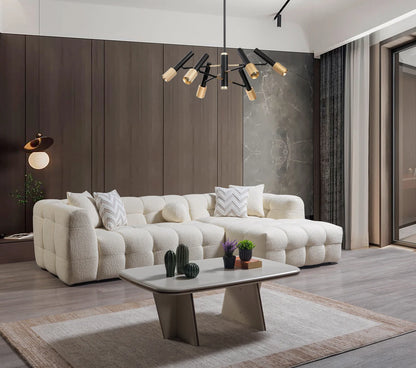 Ivy 110-Inch Tufted Bouclé Sectional | Ivory | RAF