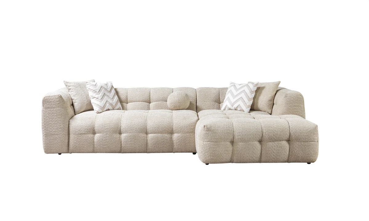 Ivy 110-Inch Tufted Bouclé Sectional | Sand | RAF