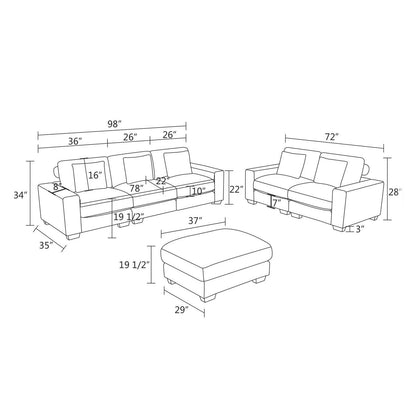 Conjunto de 6 sofás de pana verde para sala de estar