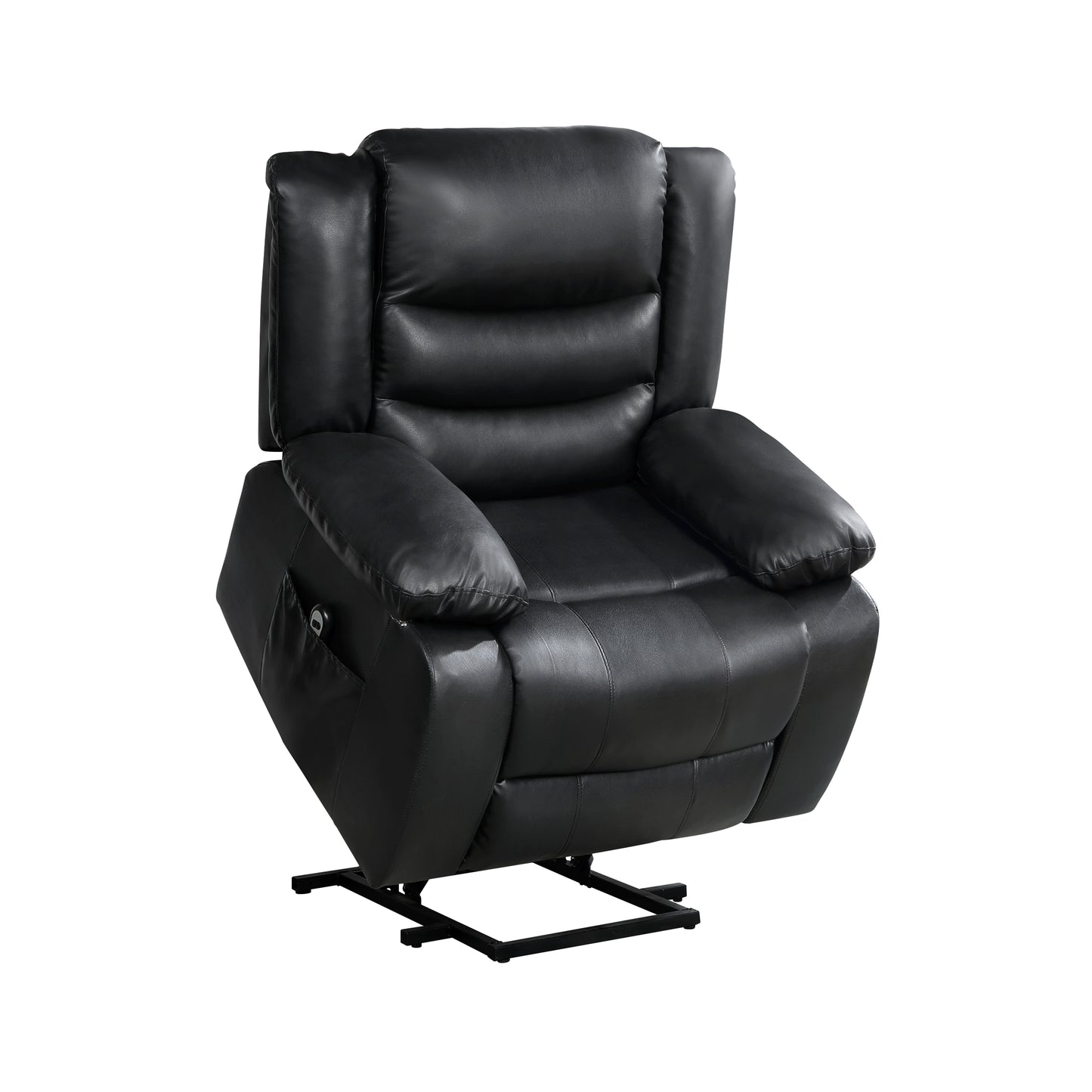 Carson Power Lift Recliner – Faux Leather | Dark Brown & Black
