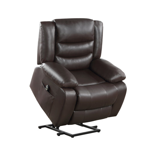Carson Power Lift Recliner – Faux Leather | Dark Brown & Black