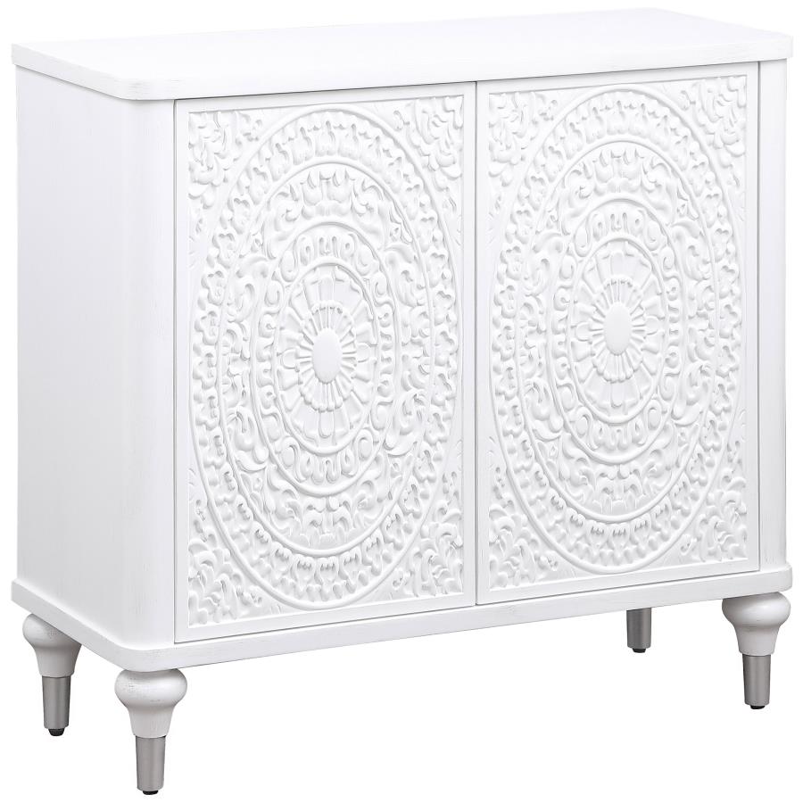 Mueble auxiliar con dos puertas Mandala de Cardella en color blanco desgastado