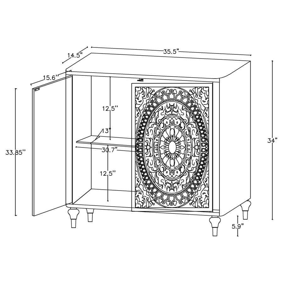 Mueble auxiliar con dos puertas Mandala de Cardella en color blanco desgastado