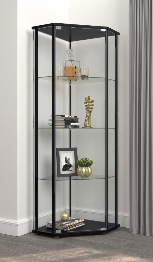 Zenobia 4-shelf Curio Cabinet Display Case Black