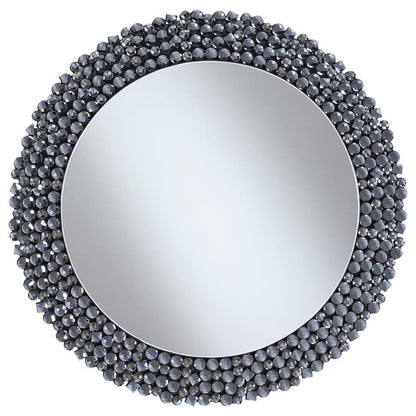 Claudette Round Crystal Wall Mirror Grey