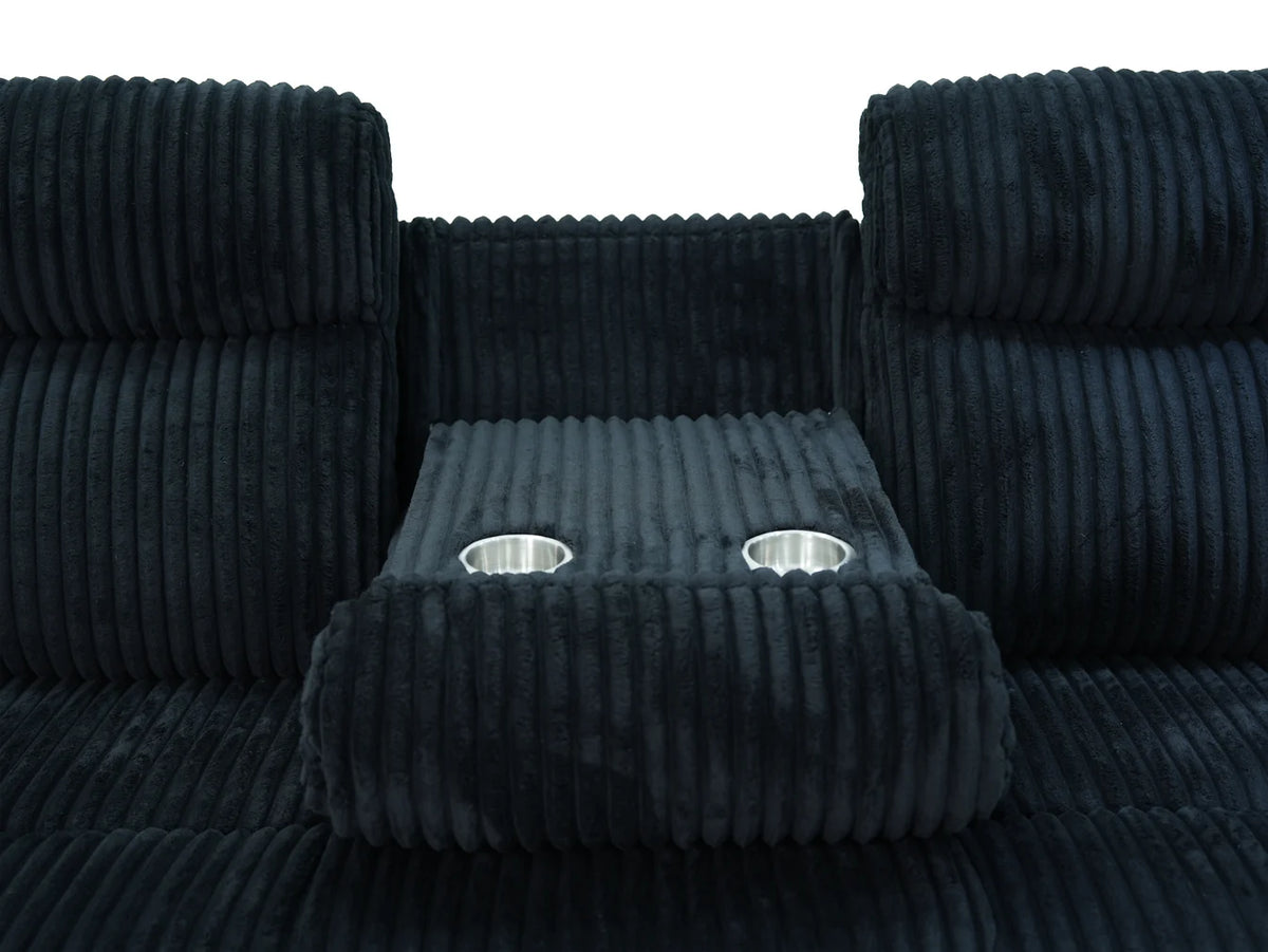 Grace 3-Piece Black Corduroy Reclining Living Room Set