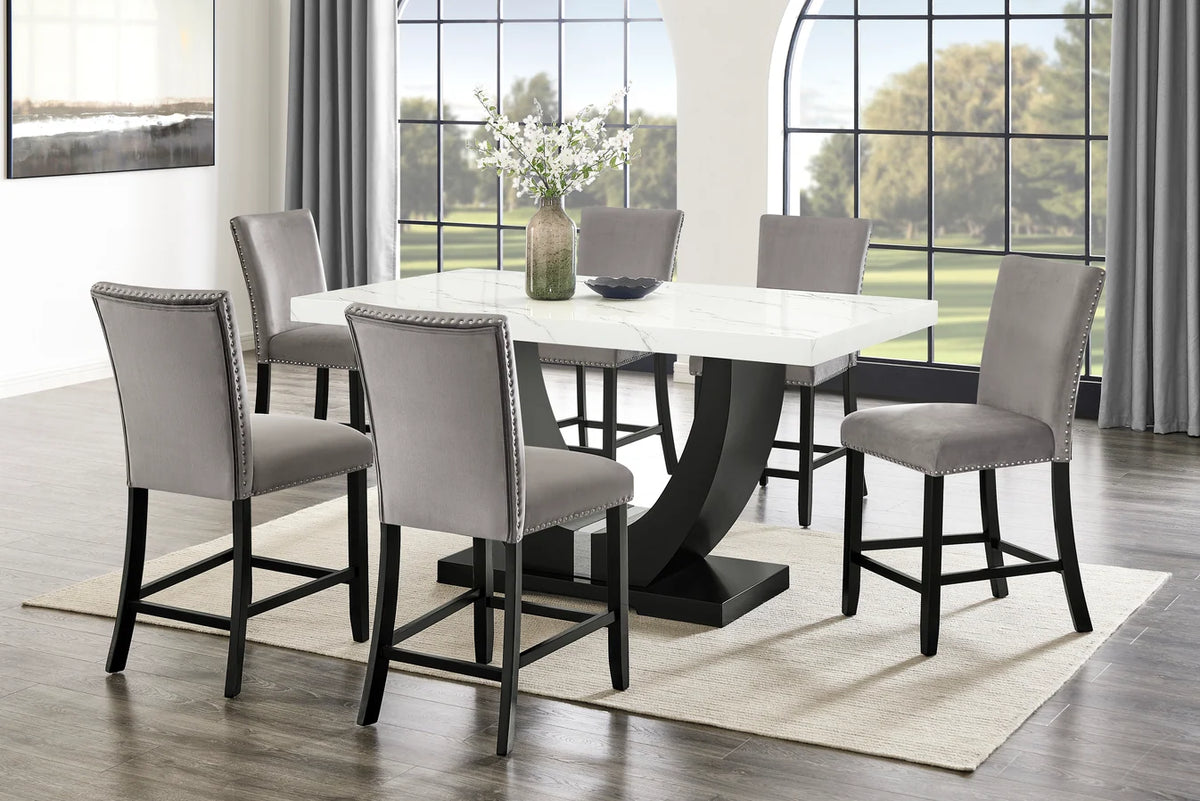 Larry 7-Piece Counter-Height Dining Set | Gray & White