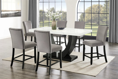 Larry 7-Piece Counter-Height Dining Set | Gray & White