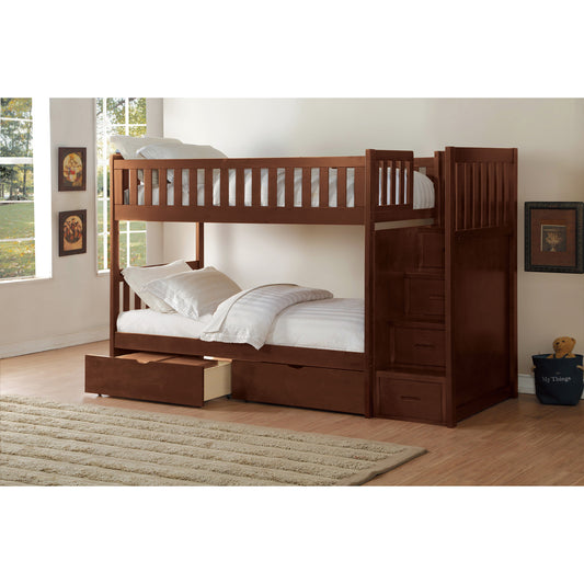 B2013SBDC-1*T Twin/Twin Step Bunk Bed with Storage Boxes