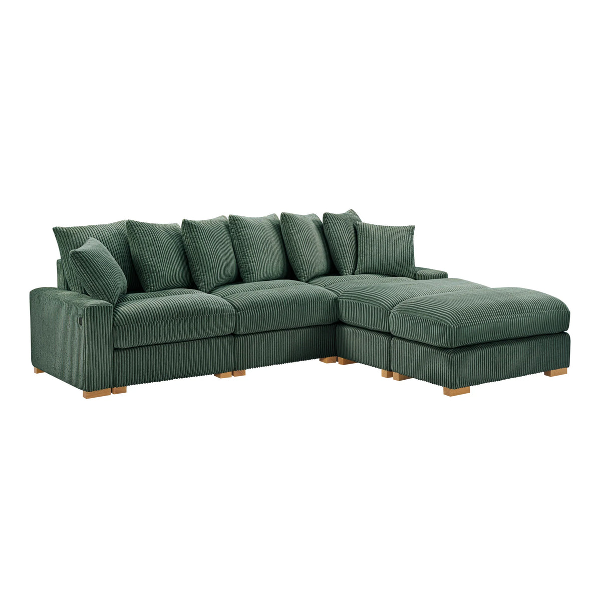 Azura Olive Corduroy Modular Sectional with USB & USB-C Charging