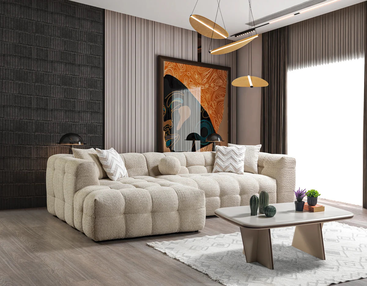 Ivy 110-Inch Tufted Bouclé Sectional | Sand | LAF