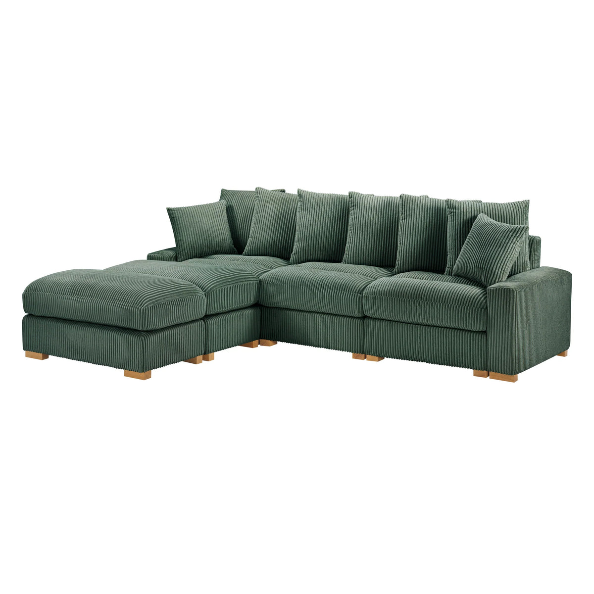 Azura Olive Corduroy Modular Sectional with USB & USB-C Charging