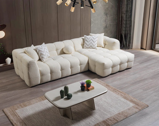 Ivy 110-Inch Tufted Bouclé Sectional | Ivory | RAF