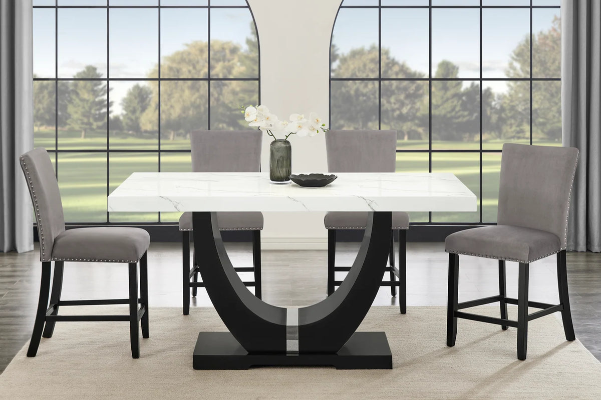 Larry 7-Piece Counter-Height Dining Set | Gray & White