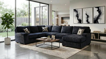 Luscios 3-Piece Sectional with Chaise – Black
