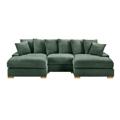 Azura Olive Corduroy Modular Sectional with USB & USB-C Charging