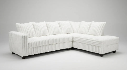 Berlin Sectional | Eggshell | Corduroy Channel-Tufted Chaise