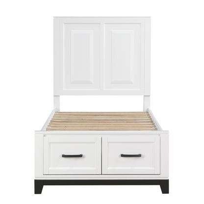 Twin Platform Bed with Footboard Storage