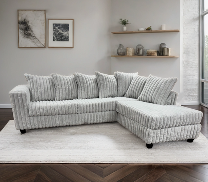 Berlin Corduroy L-Shaped Sectional – Gray