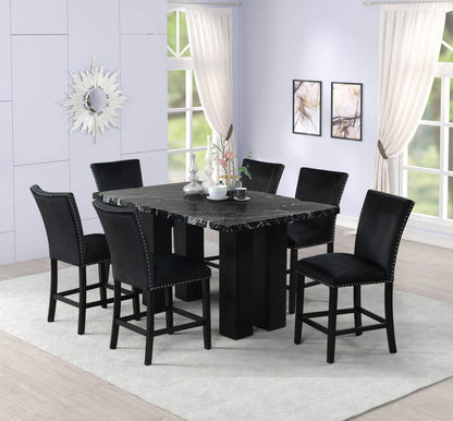 Sterling Faux Marble Counter-Height Dining Collection | Black