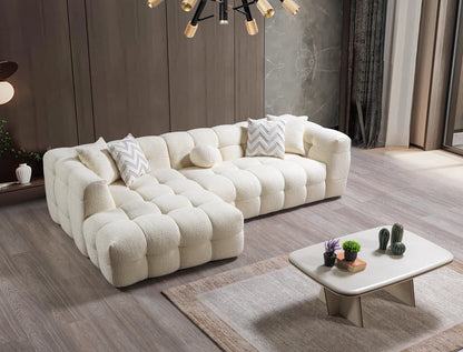 Ivy 110-Inch Tufted Bouclé Sectional | Ivory | LAF