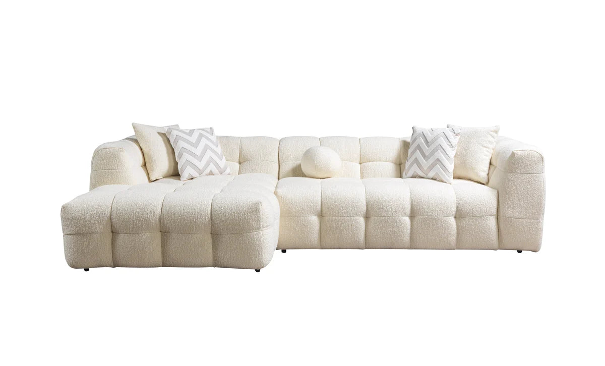Ivy 110-Inch Tufted Bouclé Sectional | Ivory | LAF