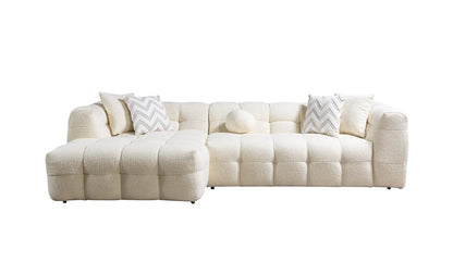 Ivy 110-Inch Tufted Bouclé Sectional | Ivory | LAF