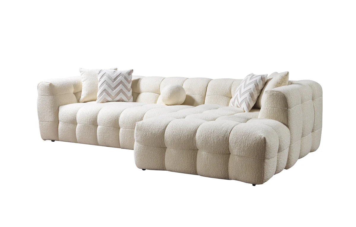 Ivy 110-Inch Tufted Bouclé Sectional | Ivory | RAF