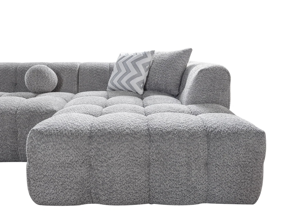 Ivy 110-Inch Tufted Bouclé Sectional | Gray | RAF