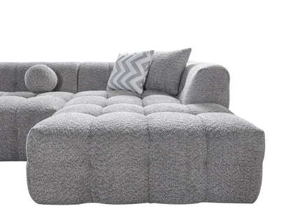 Ivy 110-Inch Tufted Bouclé Sectional | Gray | RAF