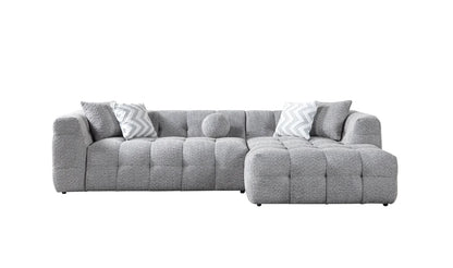 Ivy 110-Inch Tufted Bouclé Sectional | Gray | RAF