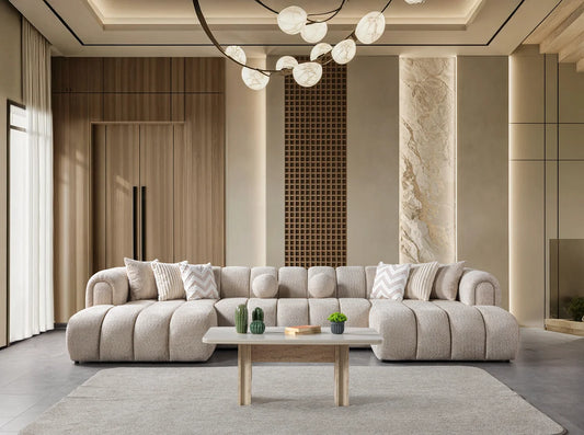 Lis 147-Inch Bouclé Double-Chaise Sectional | Sand