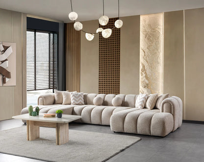 Lis 147-Inch Bouclé Double-Chaise Sectional | Sand
