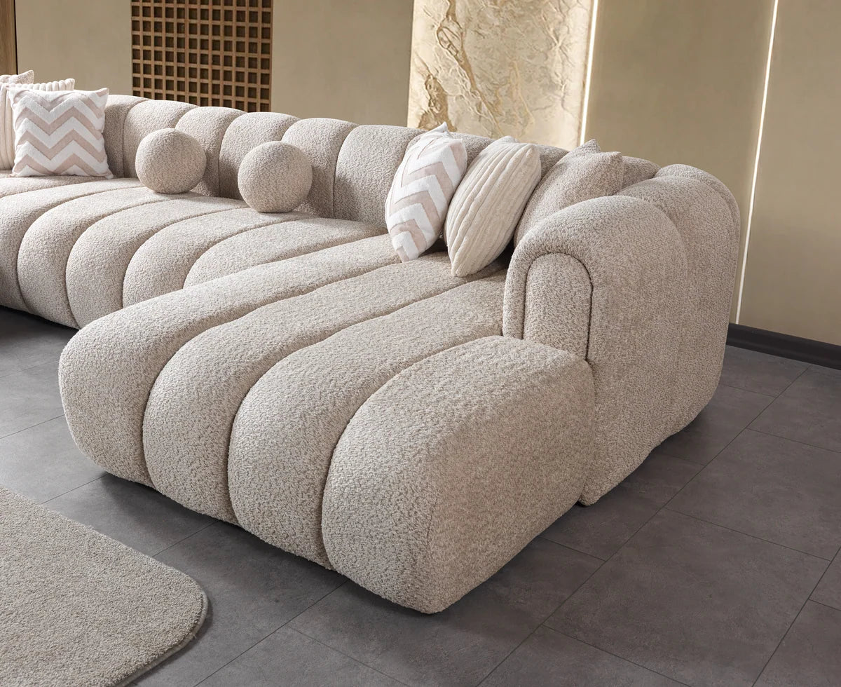 Lis 147-Inch Bouclé Double-Chaise Sectional | Sand