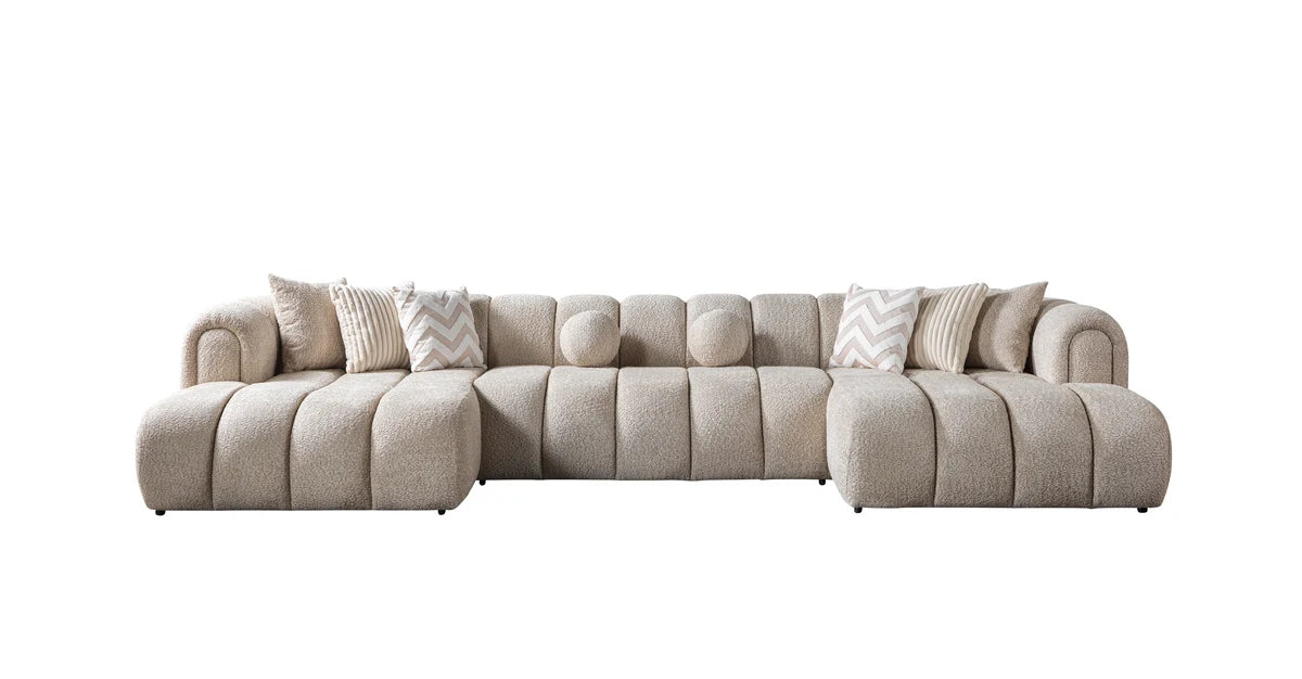 Lis 147-Inch Bouclé Double-Chaise Sectional | Sand