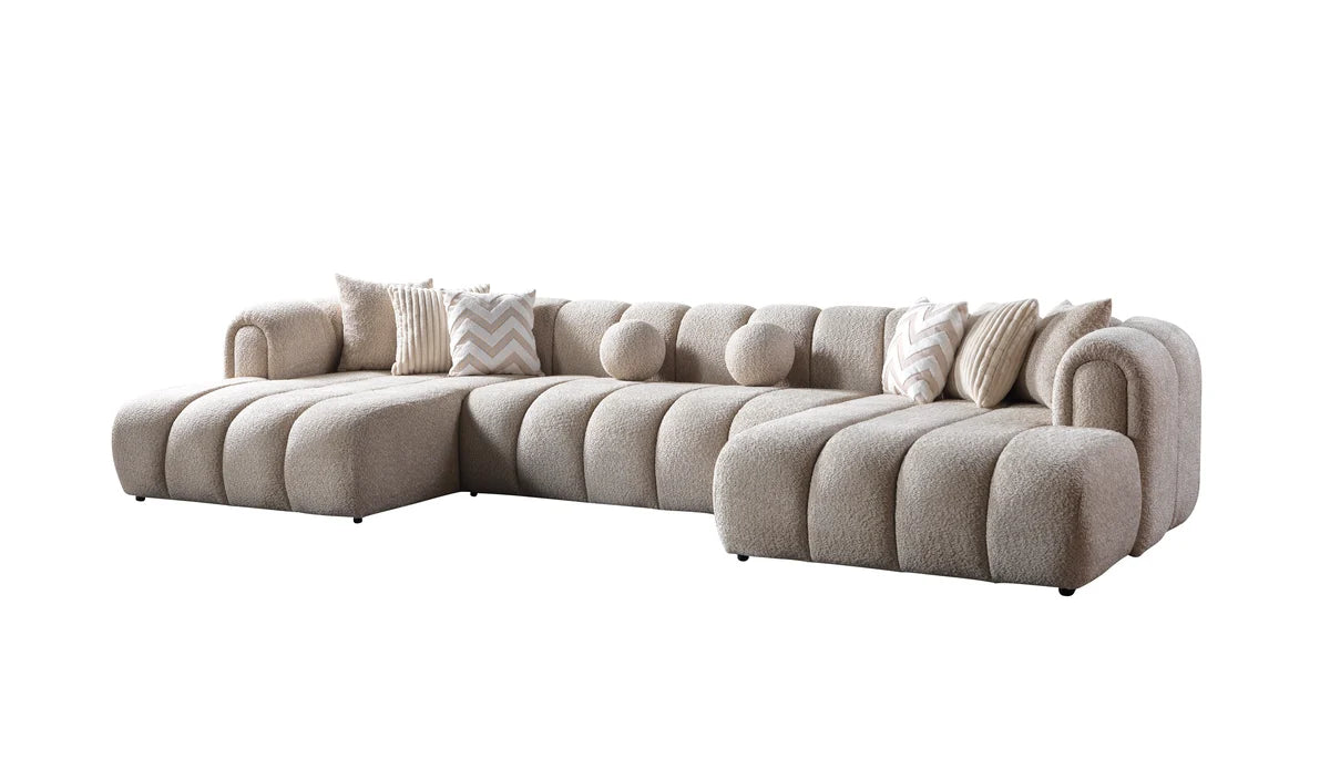 Lis 147-Inch Bouclé Double-Chaise Sectional | Sand