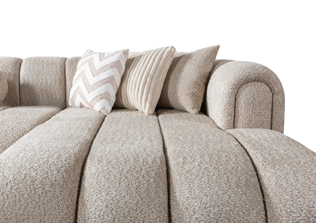 Lis 147-Inch Bouclé Double-Chaise Sectional | Sand