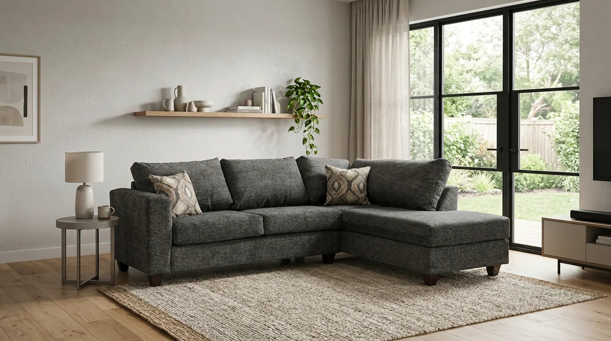 Plana 106" Chaise Sectional Sofa – Charcoal
