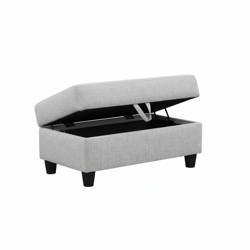 Rocket Reversible Sectional with Drop-Down Table & Storage Ottoman – Charcoal / Gray