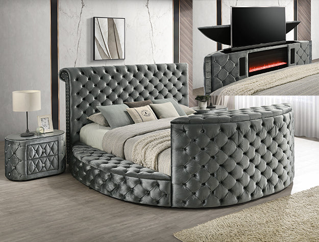 5212GY VOLTARE FIREPLACE/TV LIFT BED GREY