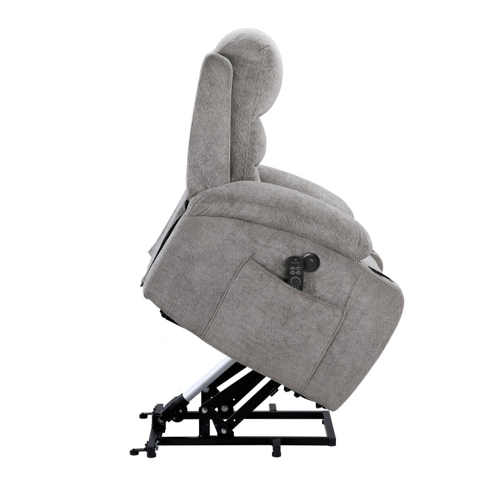 Sereno Gray Power Lift Recliner with Massage, Heat & USB Charging