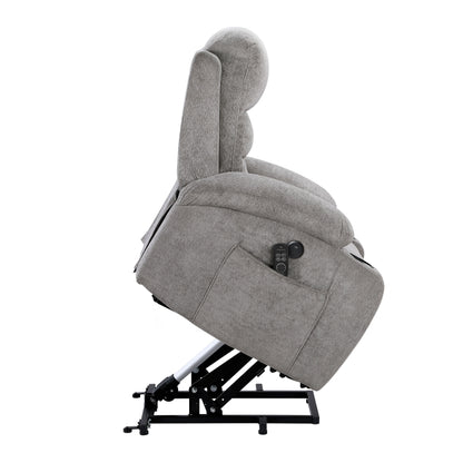 Sereno Gray Power Lift Recliner with Massage, Heat & USB Charging