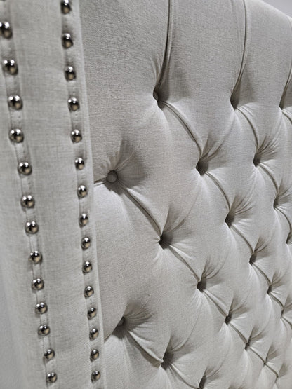 Hugh Tufted Wingback Linen Platform Bed