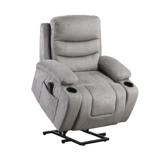 Sereno Gray Power Lift Recliner with Massage, Heat & USB Charging