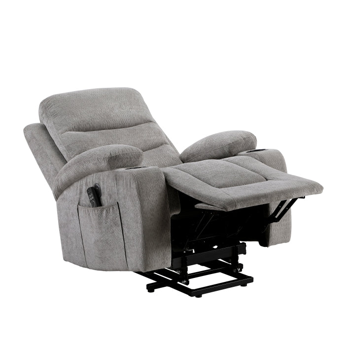 Sereno Gray Power Lift Recliner with Massage, Heat & USB Charging