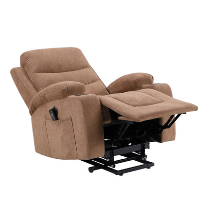 Sereno Brown Power Lift Recliner with Massage, Heat & USB Charging