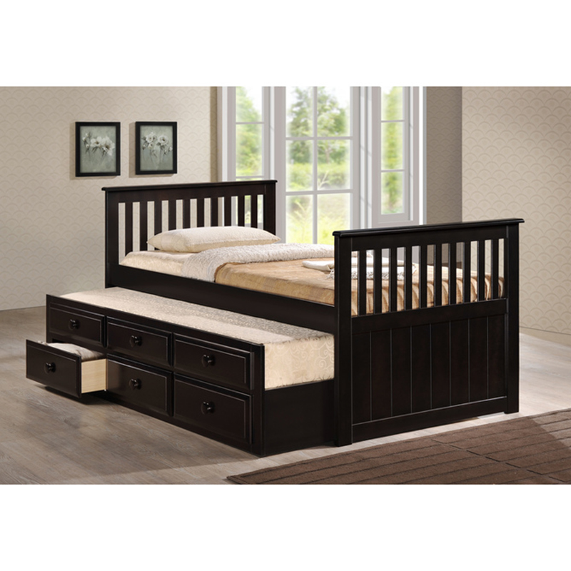 BONNIE- CAPPUCCINO Twin Platform Bed w/ Trundle & Drawers