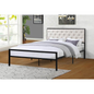 TWIN-BG THEO- Twin Metal Platform Bed w/ Beige Linen Headboard