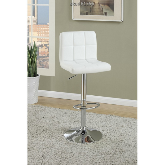 Lenny Upholstered Adjustable Bar Stool White (Set of 2)