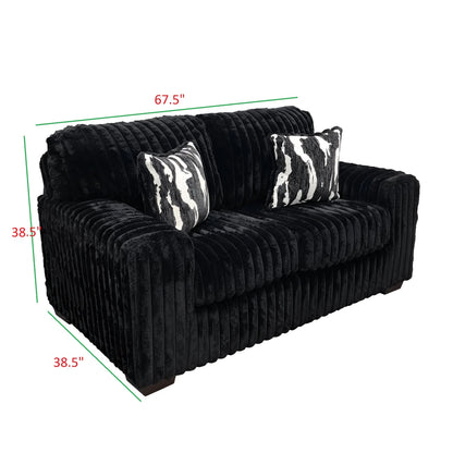 Maverick Corduroy Sofa & Loveseat Set | Black